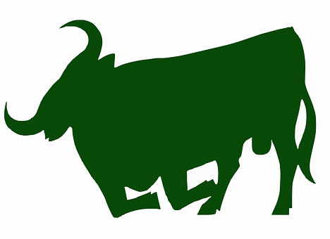 Green Bull Silhouette PNG with transparent background