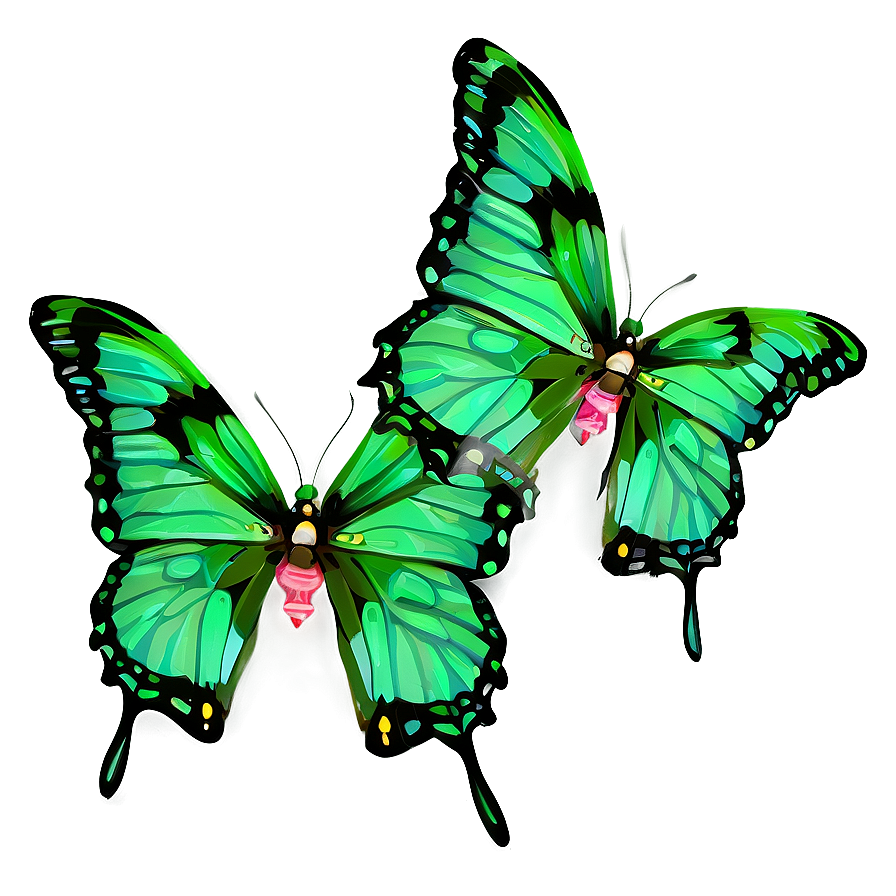 Green Butterfly On Flower Png 06202024