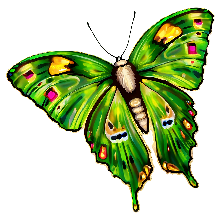 Green Butterfly On Flower Png 74