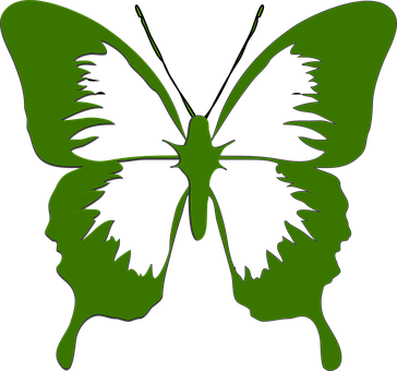 Green Butterfly Silhouette Faces