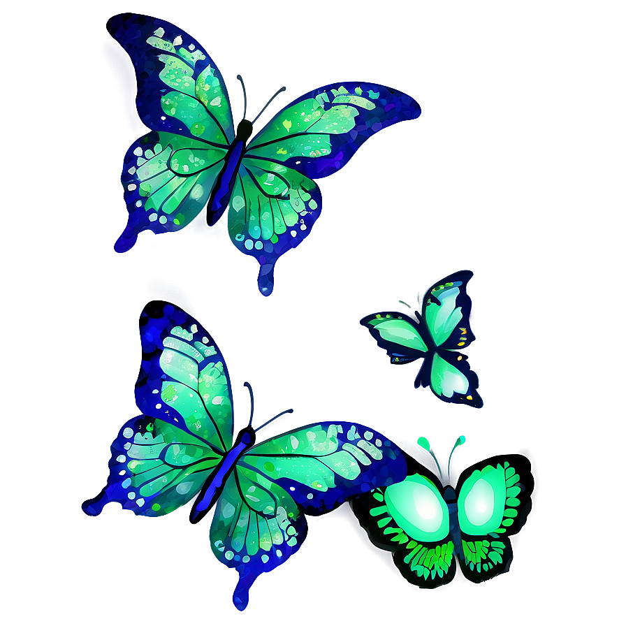 Green Butterfly With Glitter Png 06202024