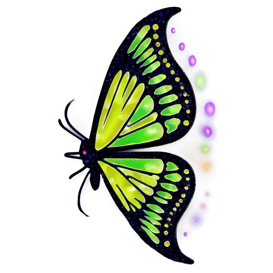 Green Butterfly With Glitter Png Jis