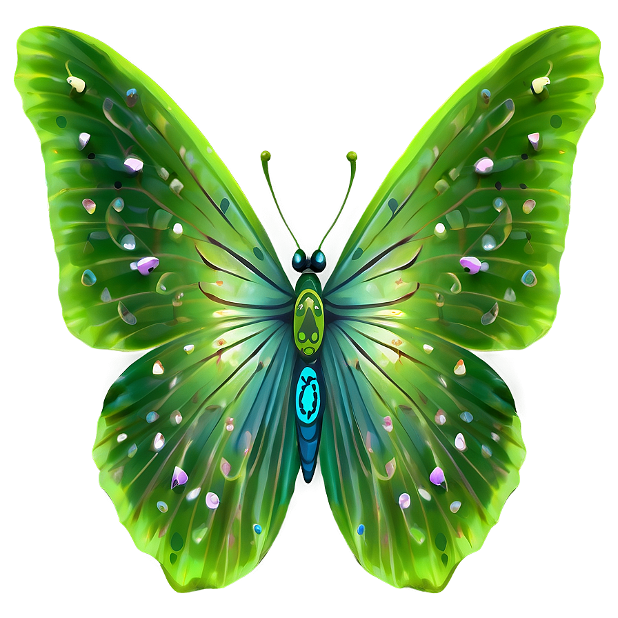 Green Butterfly With Pattern Png Dyn