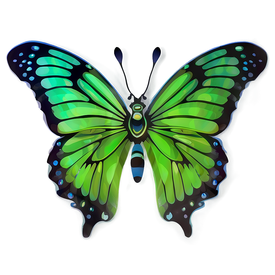 Green Butterfly With Pattern Png Xsf