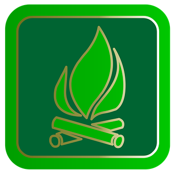 Green Campfire Icon PNG with transparent background
