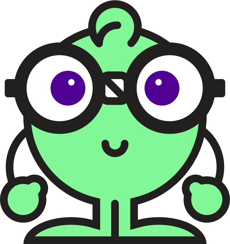 Green Cartoon Character Glasses PNG with transparent background