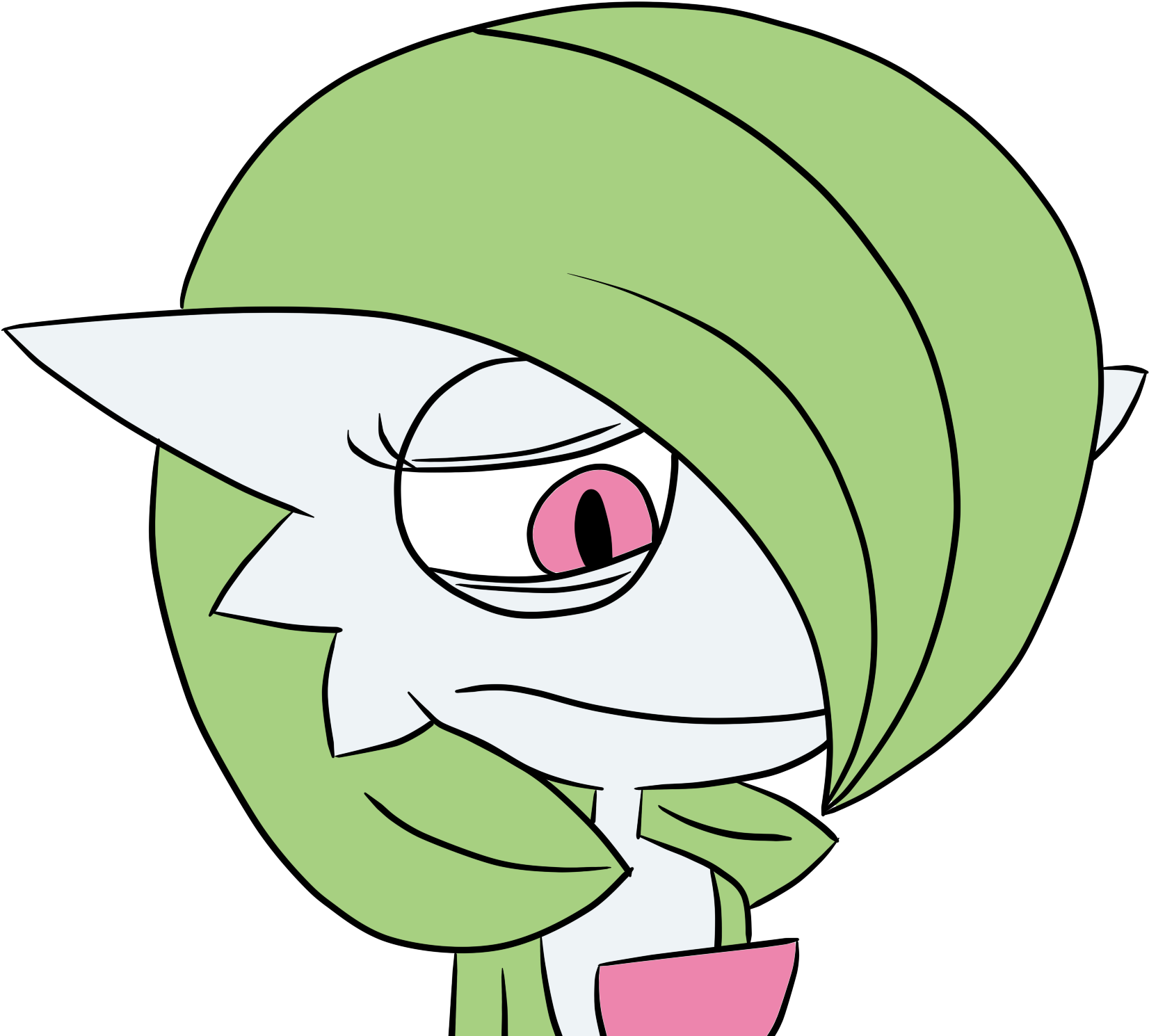 Green Face Line Art Leaf Facial Expression Flowering - Gardevoir Expression, HD Png Download PNG with transparent background