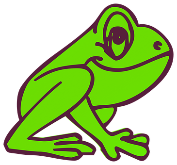 Green Cartoon Frog Graphic PNG with transparent background