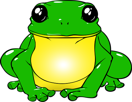 Green Cartoon Frog Illustration PNG with transparent background