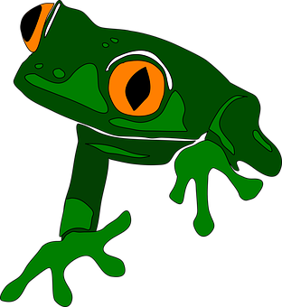 Green Cartoon Frog Illustration PNG with transparent background