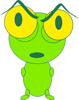 Green Cartoon Insect Character PNG with transparent background