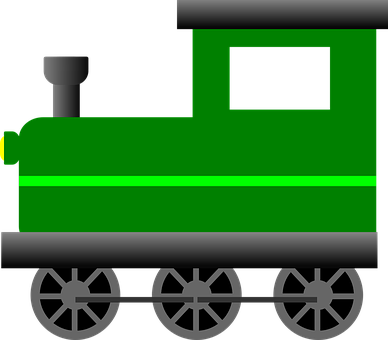 Green Cartoon Steam Train Vector PNG with transparent background