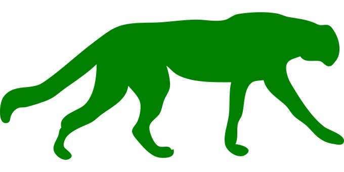 Green Cheetah Silhouette PNG with transparent background