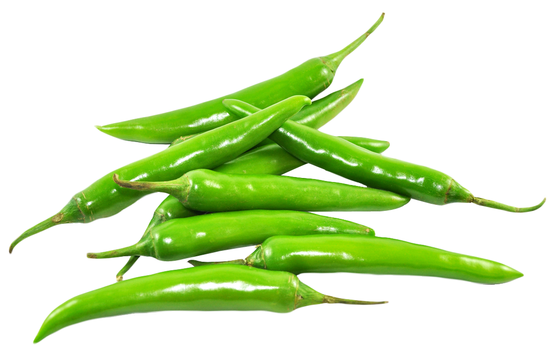 Green Chili Peppers Fresh Produce PNG with transparent background
