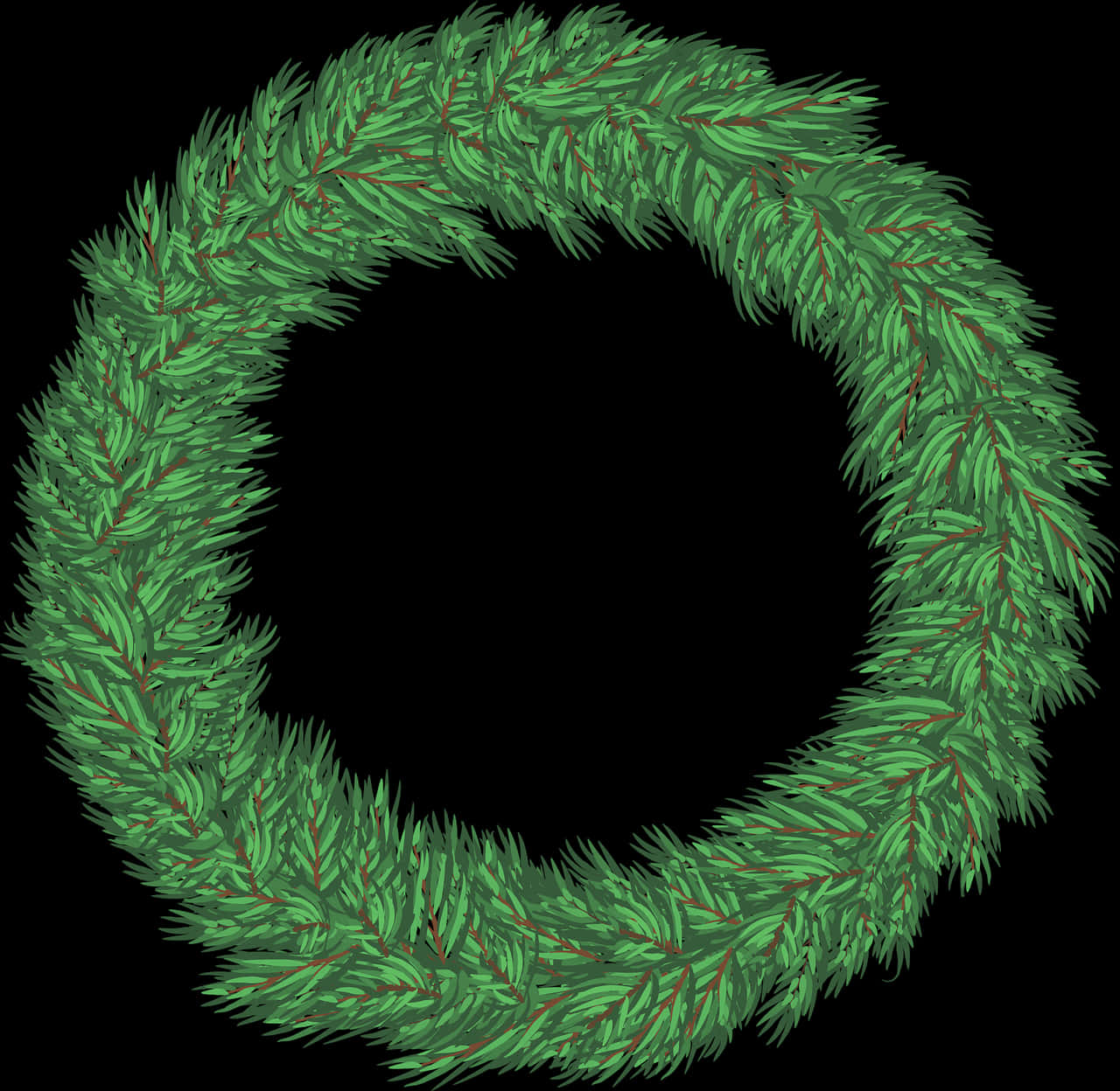 Green Christmas Wreath Graphic PNG image with a transparent background, free high-resolution download