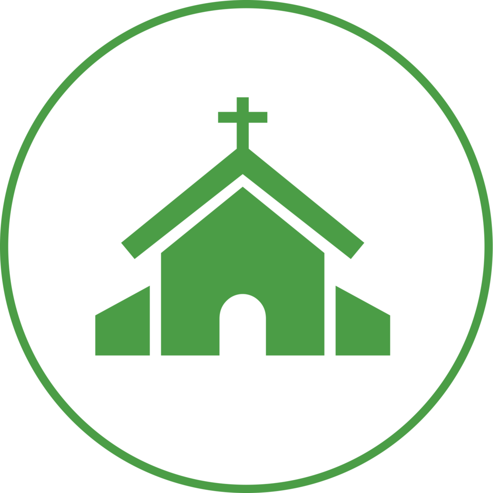 Green Church Icon Circle Background