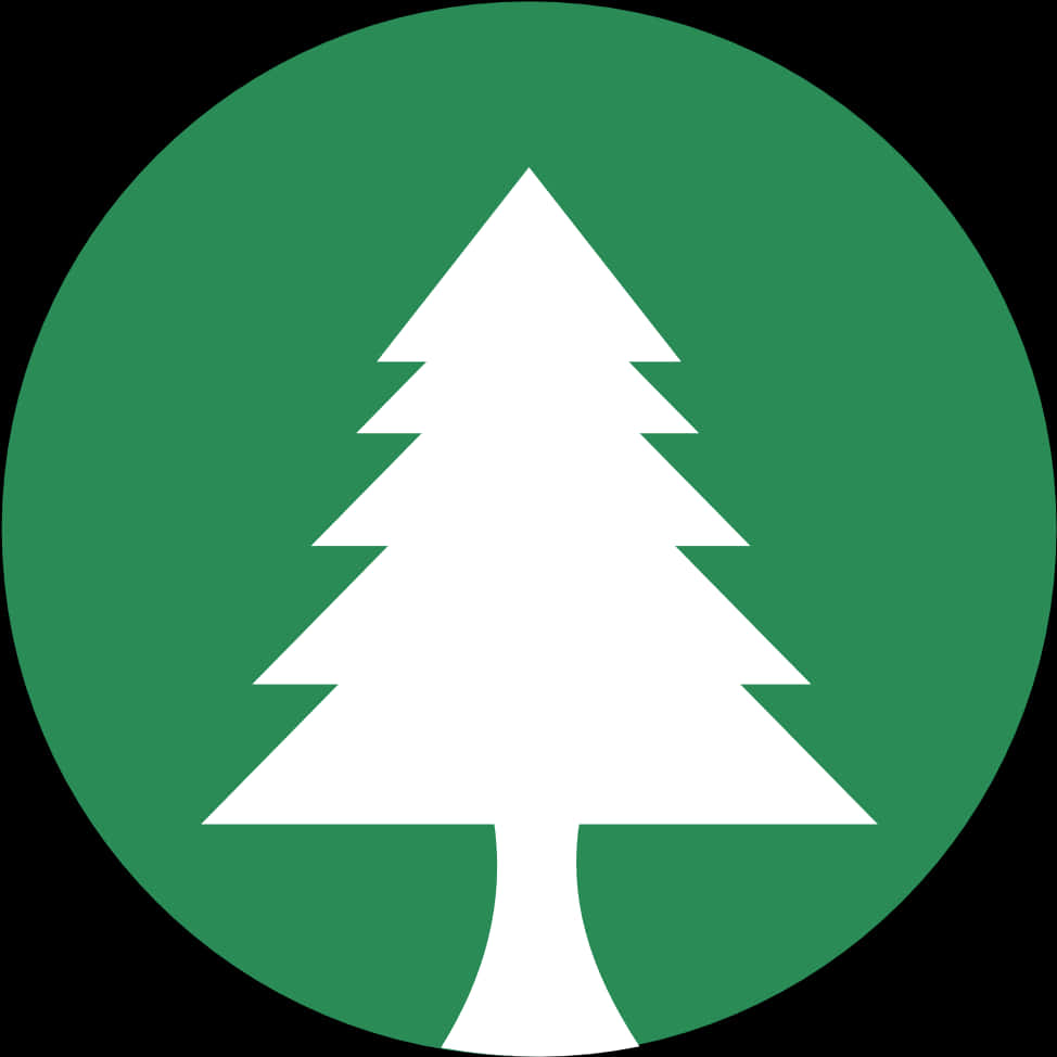 Green Circle White Tree Icon