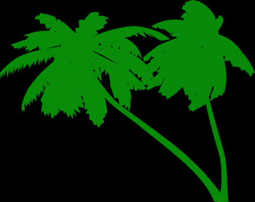 Green Coconut Trees Silhouette