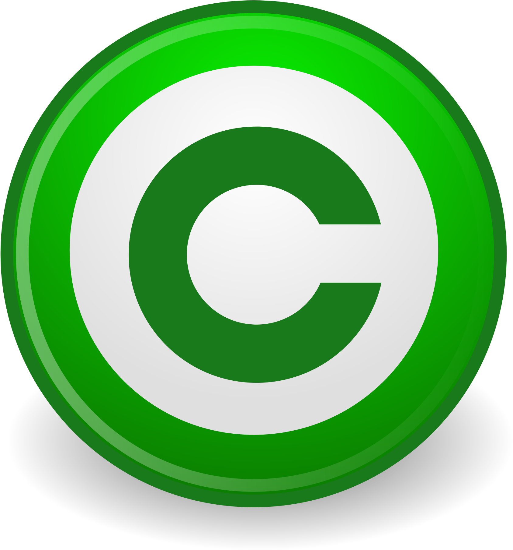 Green Copyright Symbol Button