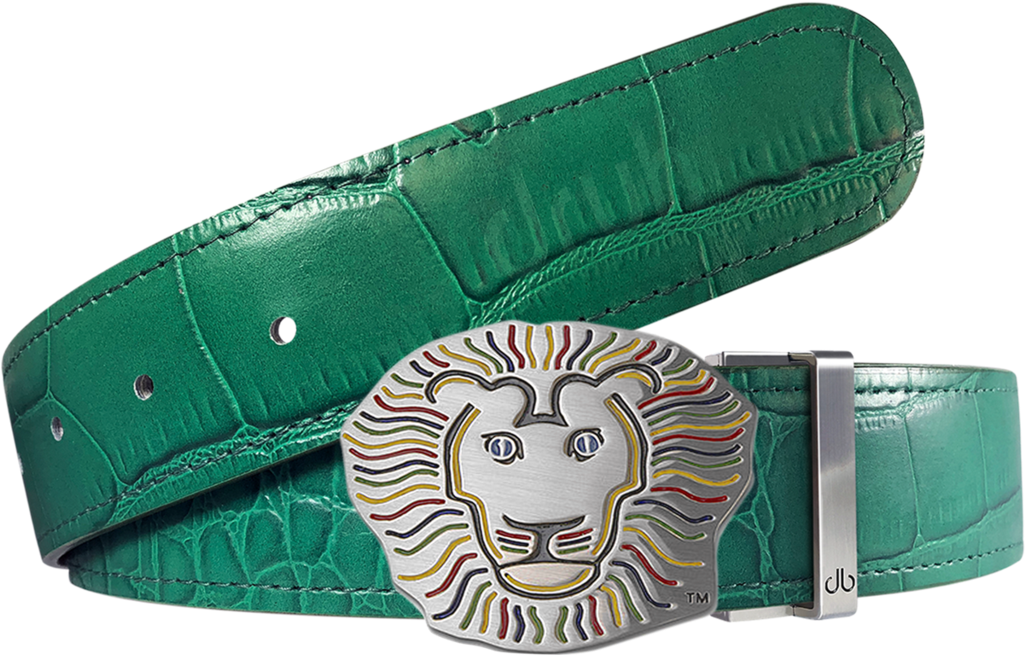 Green Crocodile Leather Beltwith Lion Buckle