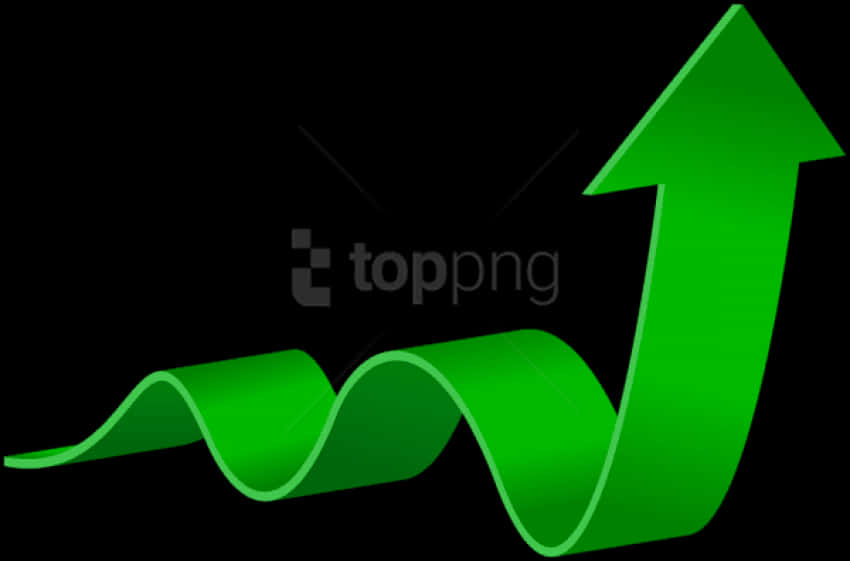 Green Curved Arrow Rising Upward