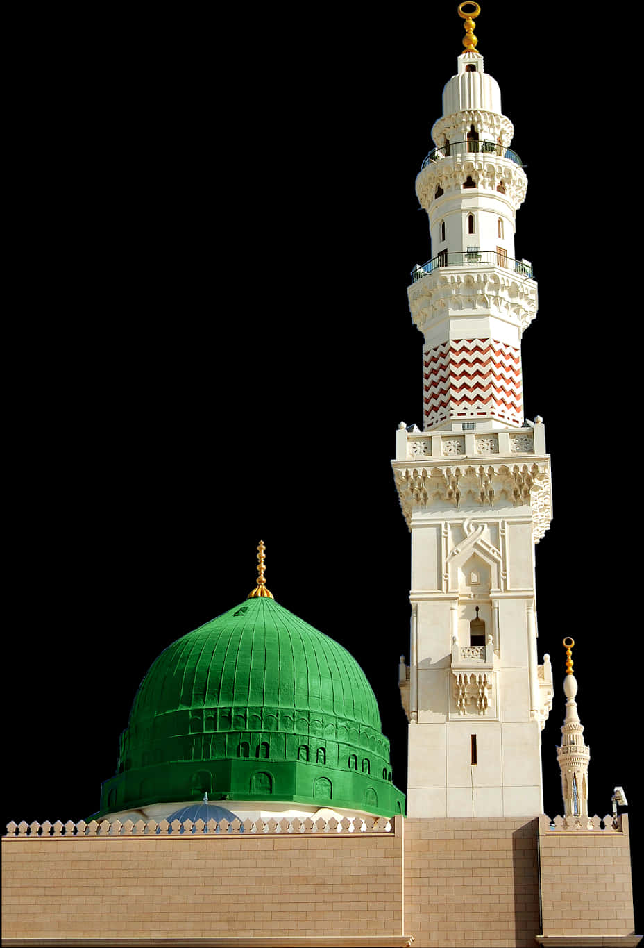 Green_ Dome_and_ Minaret_ Masjid_ Nabawi