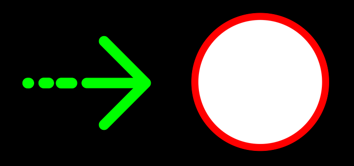 Green Dotted Arrow Red Circle PNG with transparent background
