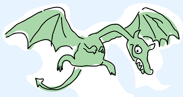 Green Dragon Doodle Illustration PNG with transparent background