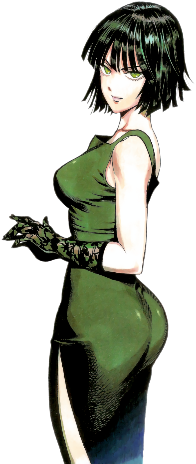 Green Dress Anime Character With Black Gloves