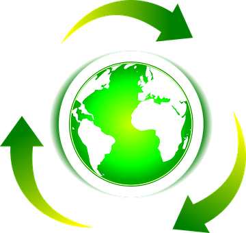 Green Earth Recycling Symbol PNG with transparent background