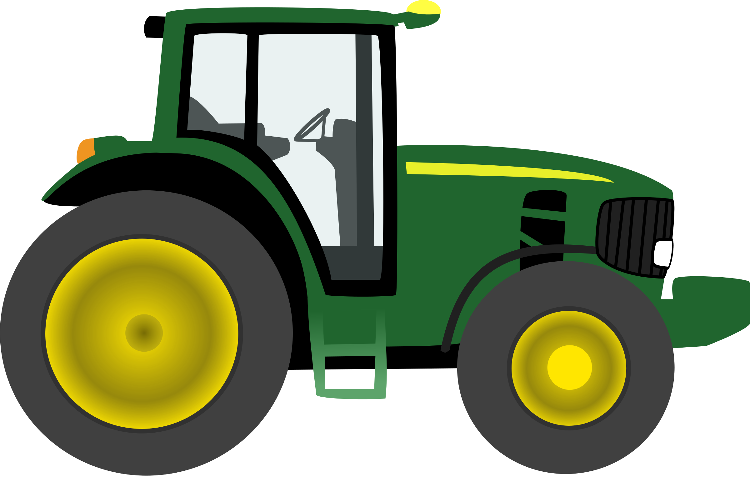 Green Farm Tractor Illustration 2400x1526 PNG image with a transparent background, free high-resolution download