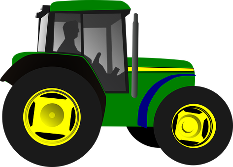 Green Farm Tractor Illustration PNG with transparent background