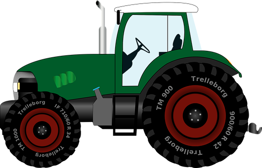 Green Farm Tractor Illustration PNG with transparent background