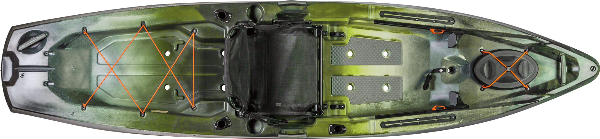 Green Fishing Kayak Top View PNG with transparent background