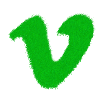 Green Furry Letter Von Black Background PNG with transparent background