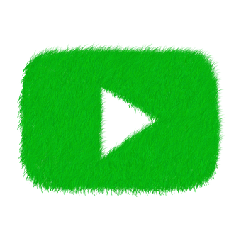 Green Furry Play Button PNG with transparent background