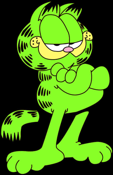 Green Garfield Cartoon Character PNG with transparent background