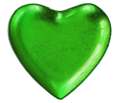 Green Glass Heart Shaped Object PNG with transparent background