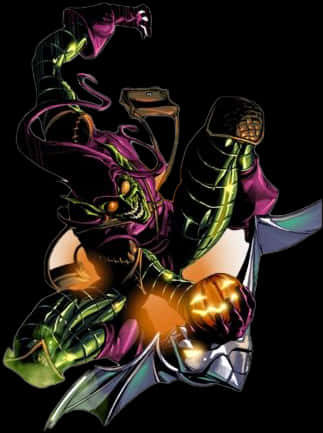 Green Goblin Comic Artwork PNG image with a transparent background, free high-resolution download