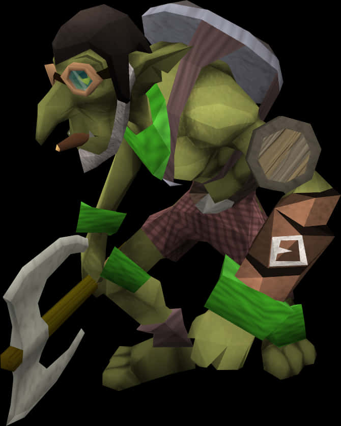 Runescape Level 3 Green Goblin PNG image with a transparent background, free high-resolution download