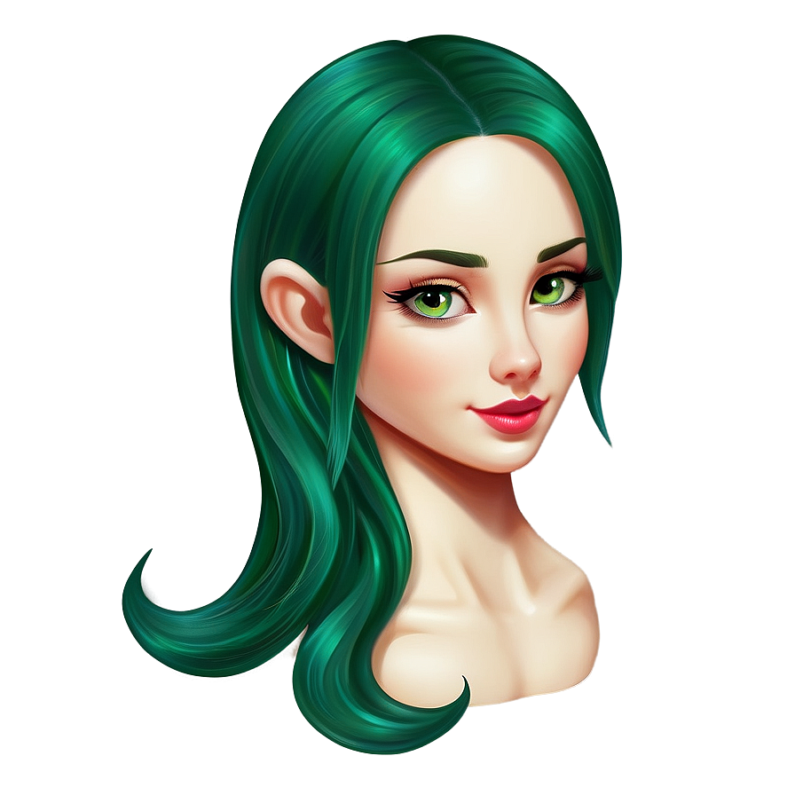 Green Hair Cartoon Classic Png 10