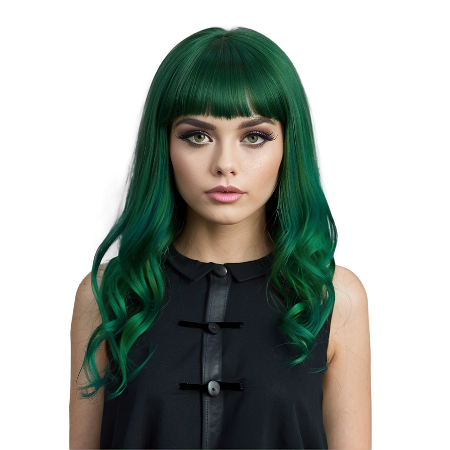 Green Hair Fashion Model Png Shc