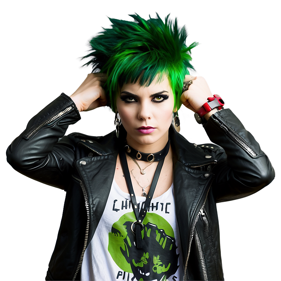 Green Hair Punk Rocker Png Agr3