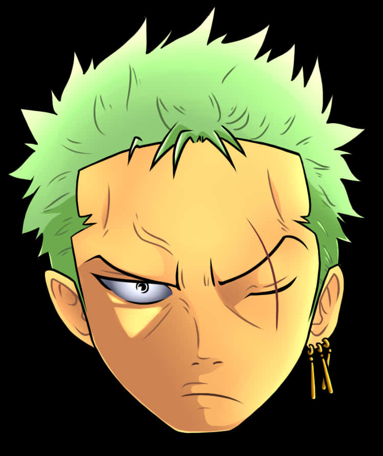 Green Haired Anime Character Portrait PNG with transparent background