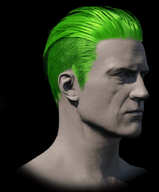 Green Haired Character Profile PNG with transparent background