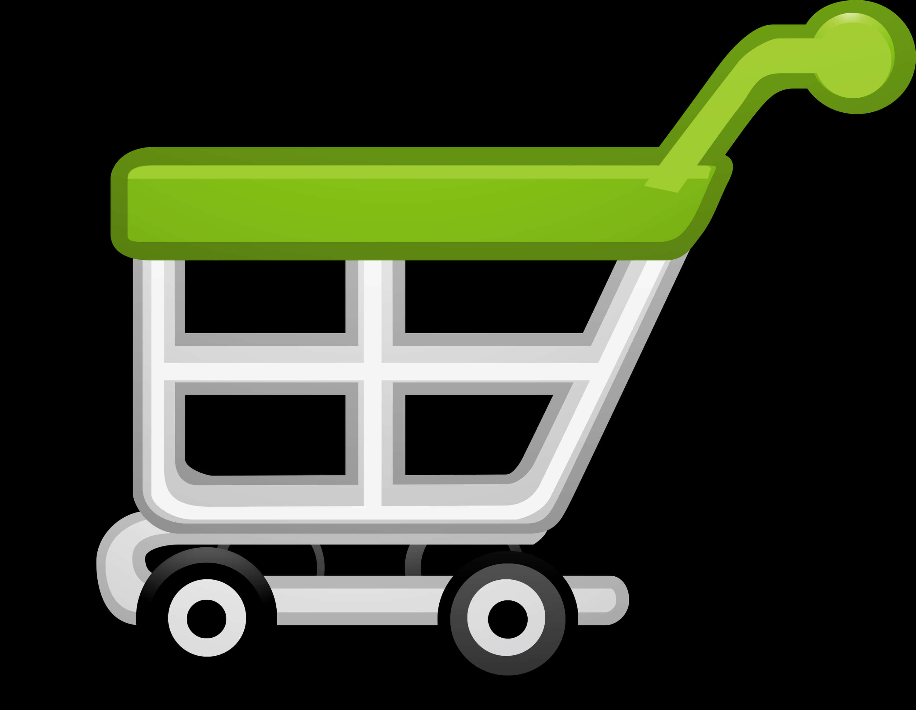 Green Handled Shopping Cart Icon PNG image with a transparent background, free high-resolution download