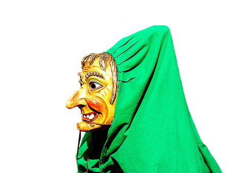 Green Hooded Witch Mask PNG with transparent background