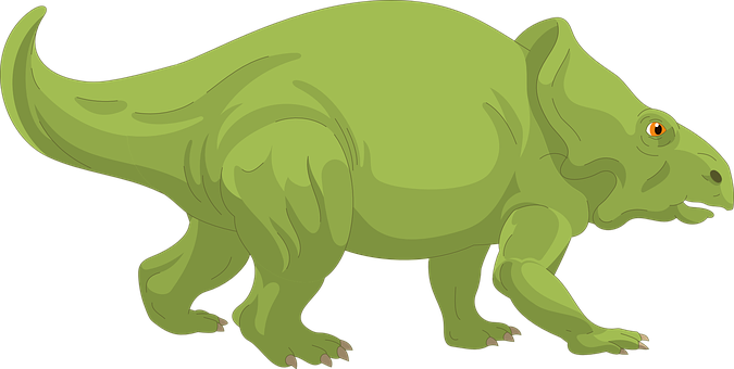 Green Horned Dinosaur Illustration PNG with transparent background