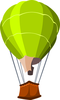 Green Hot Air Balloon Illustration PNG with transparent background