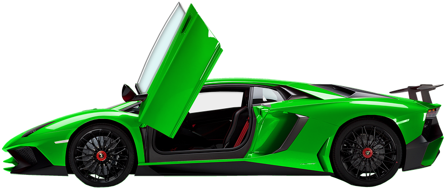 Green Lamborghini Aventador S V J Side View